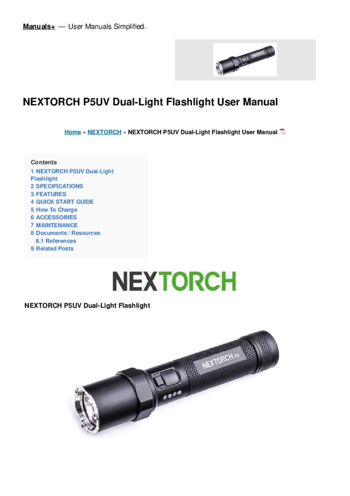 NEXTORCH p5uv dual light flashlight manual